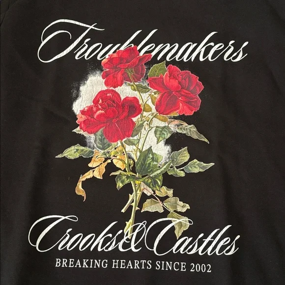 Crooks & Castles Black Hoodie with Red Floral Accent - Picture 7 of 7